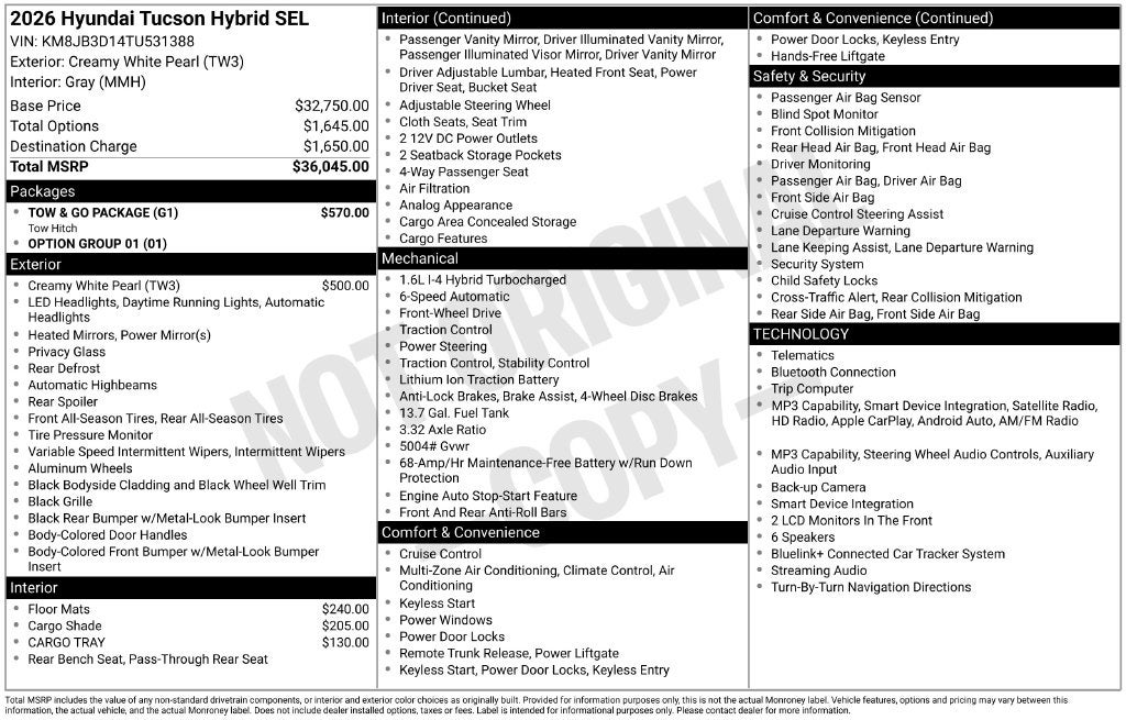 2026 Hyundai TUCSON HYBRID SEL
