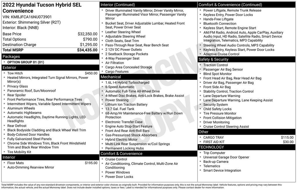 2022 Hyundai TUCSON HYBRID SEL Convenience