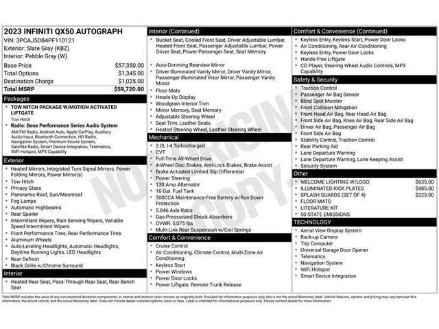 2023 INFINITI QX50 AUTOGRAPH AWD