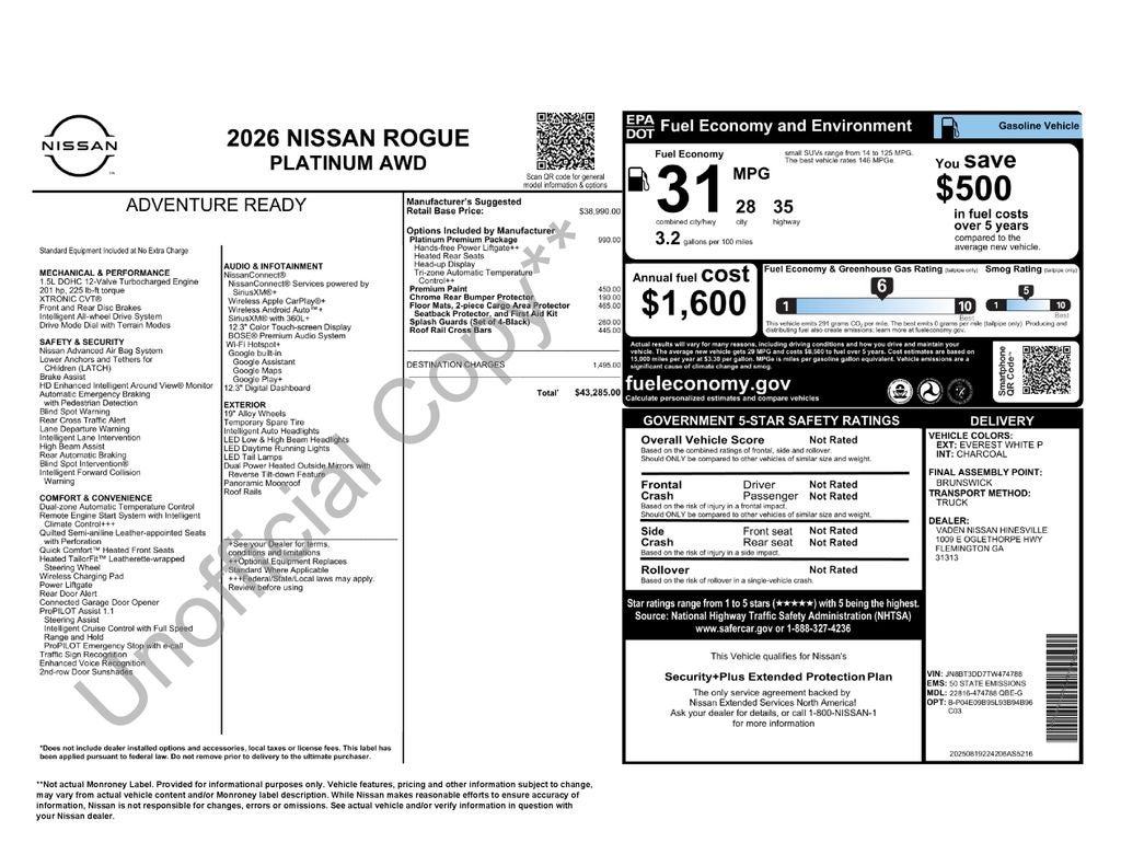2026 Nissan Rogue Platinum
