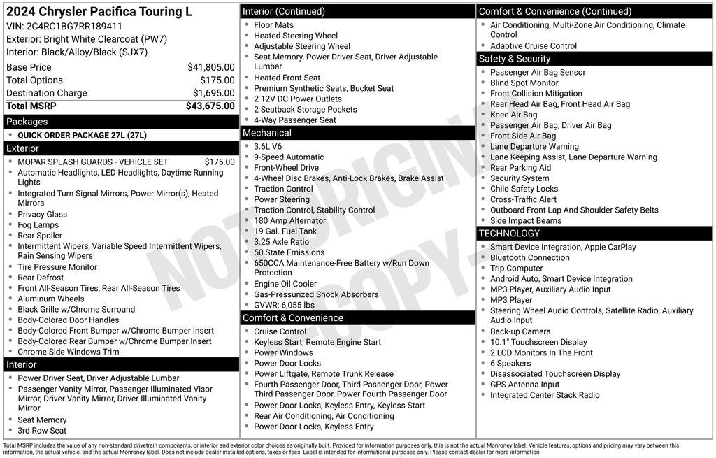 2024 Chrysler Pacifica Touring L