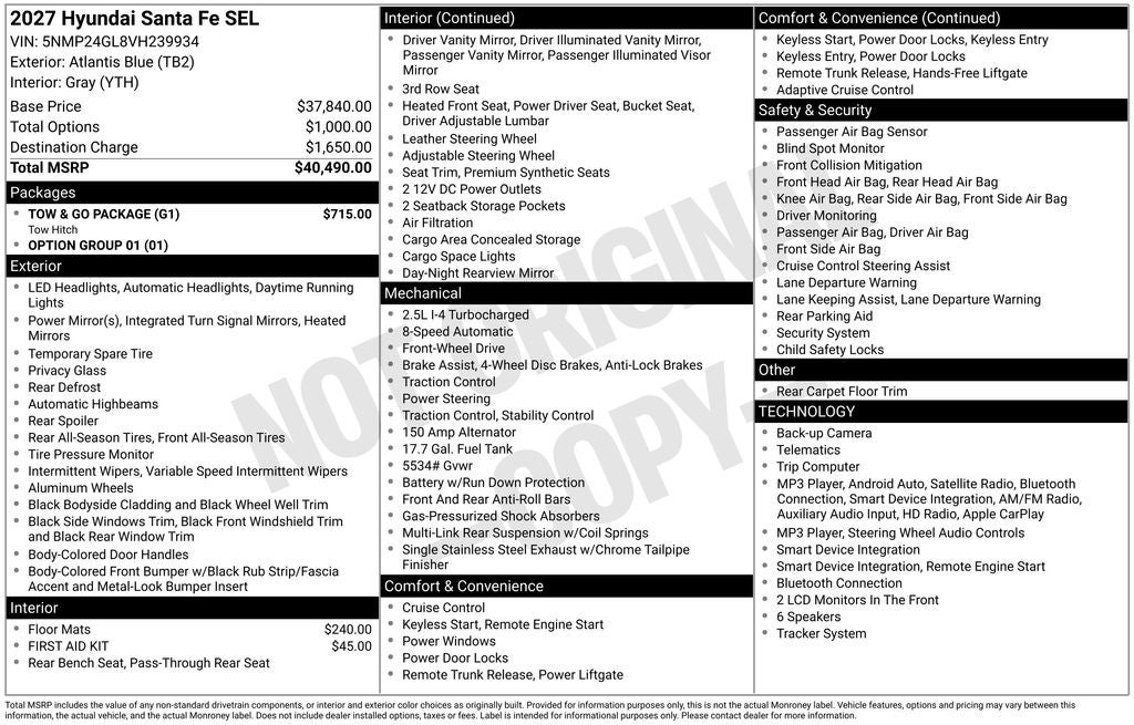 2027 Hyundai SANTA FE SEL FWD