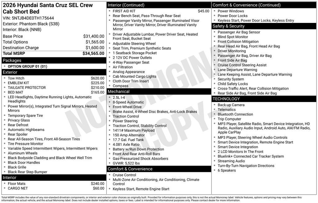 2026 Hyundai SANTA CRUZ SEL FWD