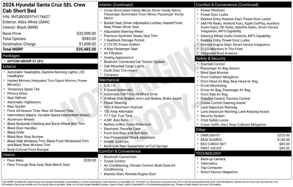 2026 Hyundai SANTA CRUZ SEL AWD