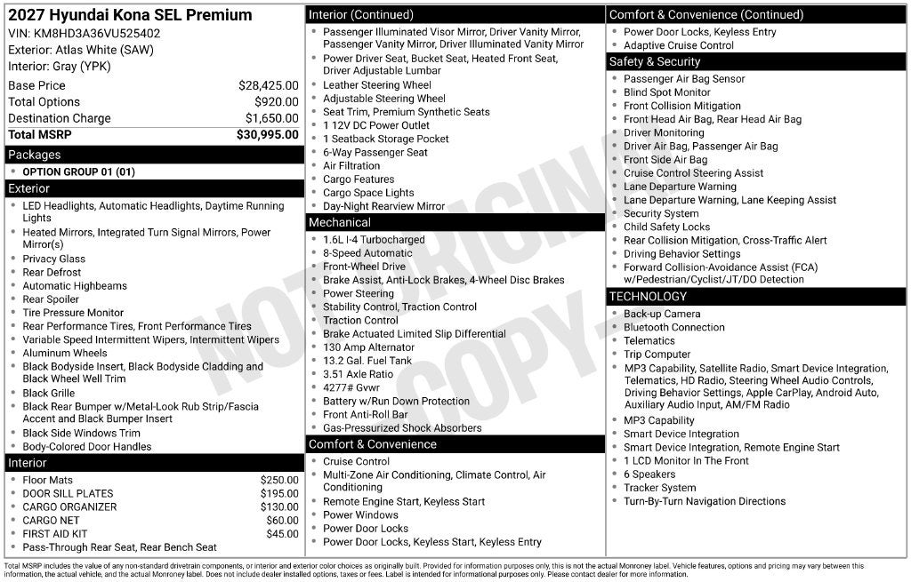 2027 Hyundai KONA SEL Premium FWD