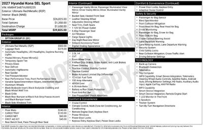 2027 Hyundai KONA SEL Sport FWD