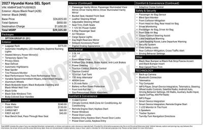 2027 Hyundai KONA SEL Sport FWD