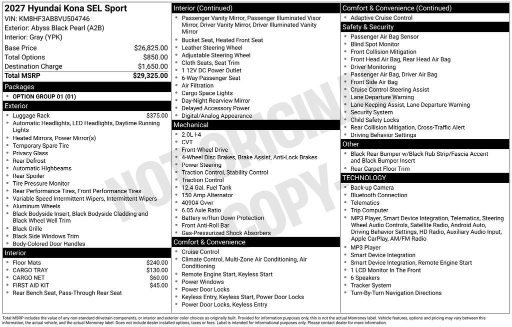 2027 Hyundai KONA SEL Sport FWD