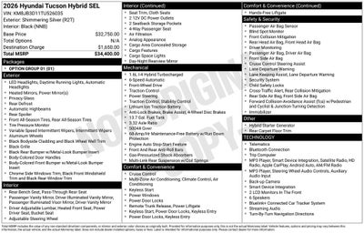 2026 Hyundai TUCSON HYBRID SEL FWD