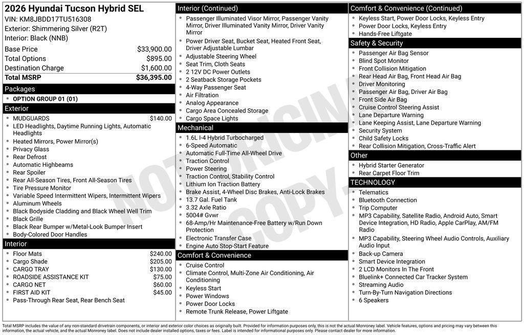 2026 Hyundai TUCSON HYBRID SEL AWD