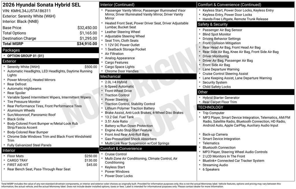 2026 Hyundai SONATA HYBRID SEL
