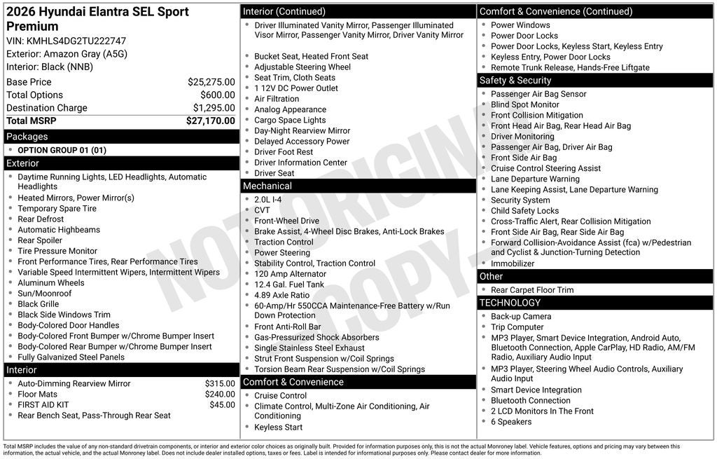 2026 Hyundai ELANTRA SEL Sport