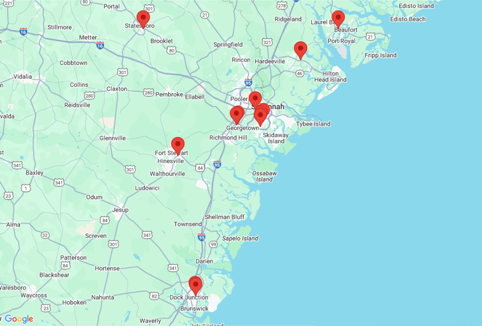 Map of Vaden Hyundai of Brunswick in Brunswick GA